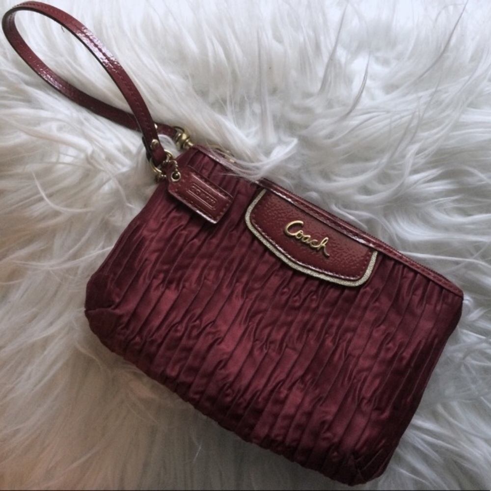 Wine/Gold Coach Wristlet